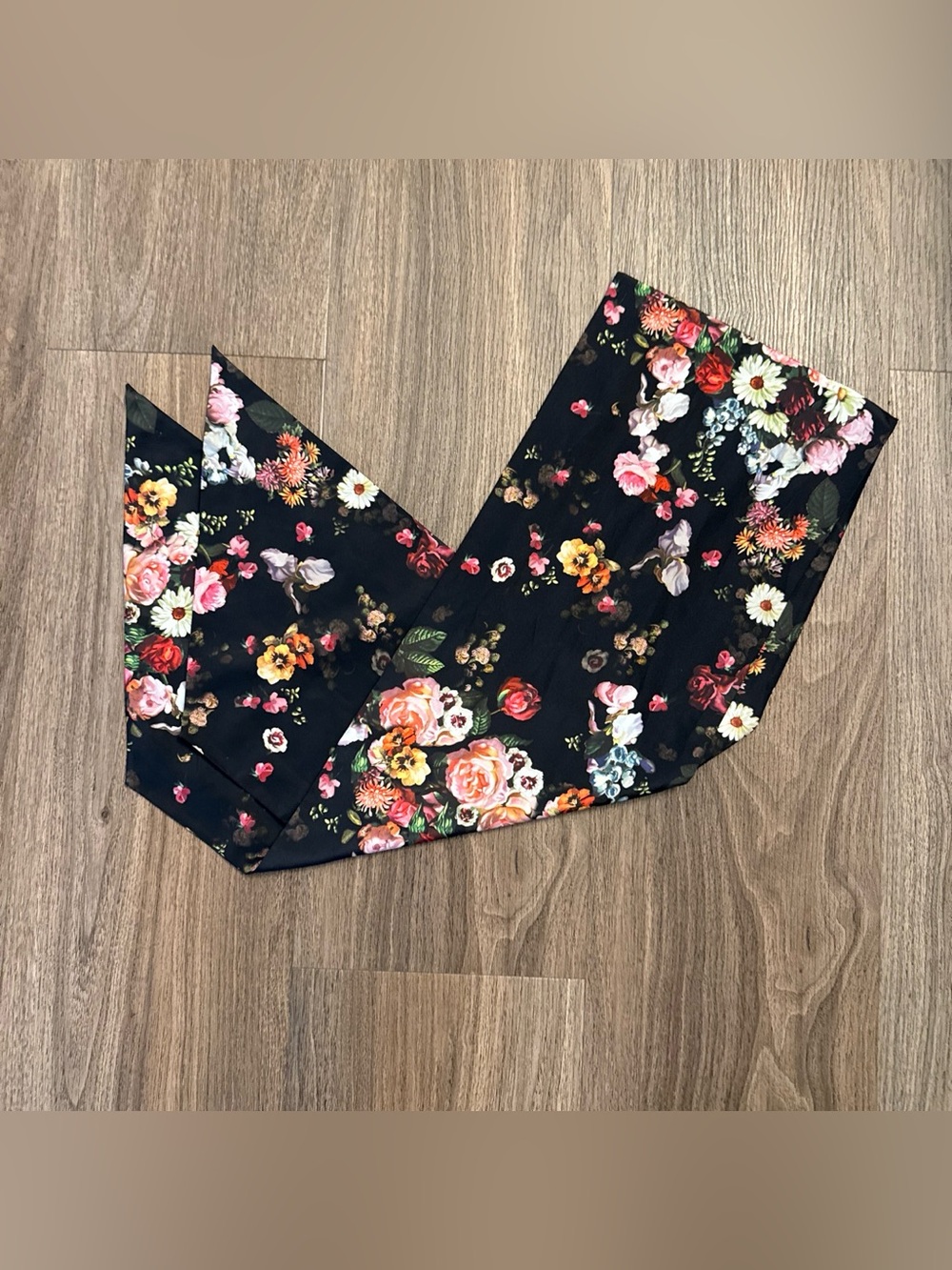 Ted Baker black, long floral multicolored scarf